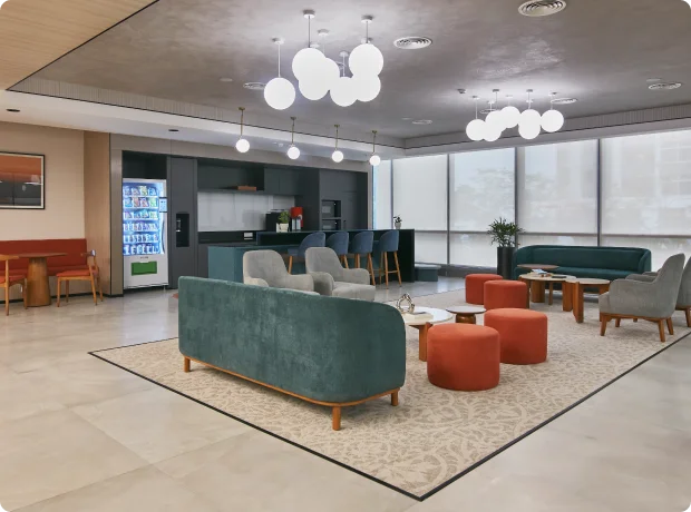 Workspace environment built turnkey by DESYN, Table Spaceâs design and build practice