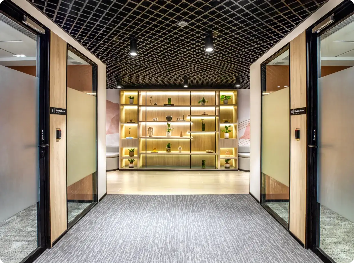 Office training room with modern facilities and collaboration areas