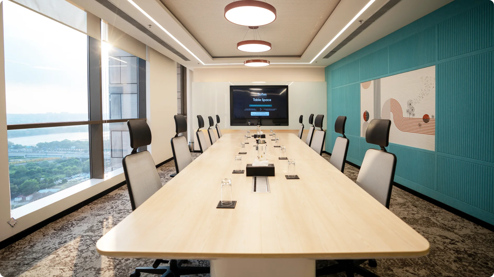 Stylish open office with ergonomic furniture in India